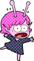 cartoon shocked alien girl png