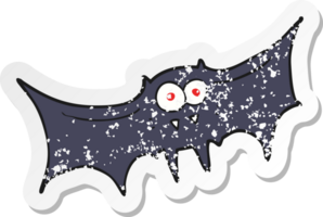 retro nödställd klistermärke av en tecknad vampyrfladdermus png