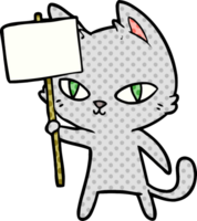 gato de dibujos animados agitando signo png