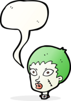 cartoon female zombie head with speech bubble png