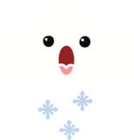 nube de nieve de dibujos animados retro de color plano png