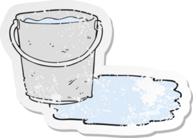 retro distressed sticker of a cartoon bucket of water png