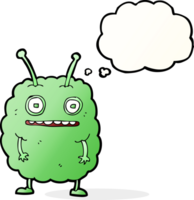 cartoon funny alien monster with thought bubble png