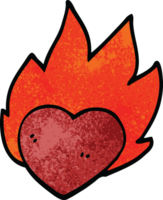 cartoon doodle flaming heart png