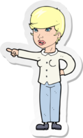 sticker of a cartoon woman pointing finger of blame png