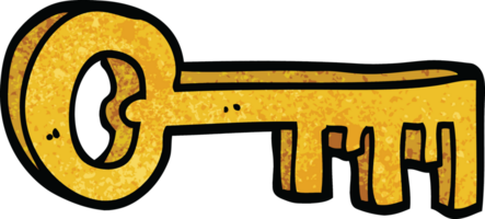 cartoon doodle gold key png