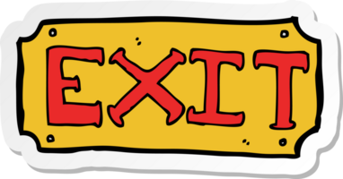 sticker of a cartoon exit sign png