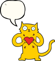 Tal bubbla tecknad serie katt med kärlek hjärta png