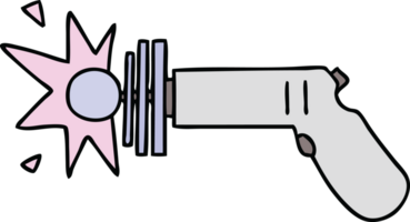 pistolet à rayons de dessin animé dessiné à la main excentrique png