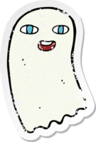 pegatina retro angustiada de un divertido fantasma de dibujos animados png