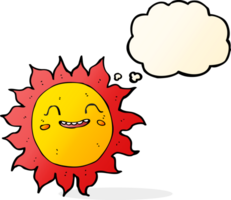 cartoon happy sun with thought bubble png