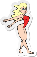 Aufkleber einer Cartoon sexy Frau im Badeanzug png