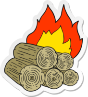 sticker of a cartoon burning logs png