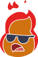 cartoon kawaii flames in shades png