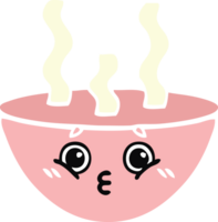 flat color retro cartoon bowl of hot soup png