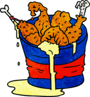 textured cartoon doodle bucket of fried chicken png