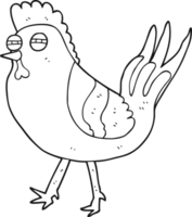 poulet dessin animé noir et blanc png