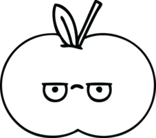 dessin au trait dessin animé pomme rouge png