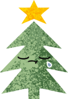 albero di natale del fumetto di stile dell'illustrazione retrò png