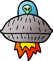 Cartoon-Doodle Alien-Raumschiff png