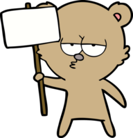 bear cartoon chraracter with protest sign png