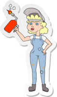 sticker of a cartoon woman welding png