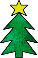 árbol de navidad de dibujos animados de textura grunge retro png