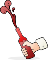 cartoon hand holding bottle of wine png