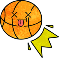 retro grunge textuur cartoon basketbal png