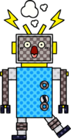 comic book style cartoon malfunctioning robot png