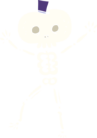 flat color illustration of a cartoon dancing skeleton png