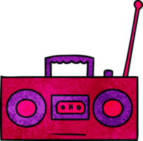 doodle dessin animé texturé d'un lecteur de cassettes rétro png