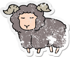 distressed sticker of a quirky hand drawn cartoon ram png