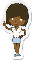 sticker of a cartoon woman with idea png