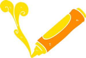 illustration en couleur plate d'un crayon de cire de dessin animé png