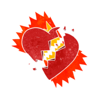 retro cartoon broken heart png