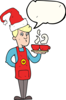 Tal bubbla tecknad serie Barista tjänande kaffe på jul png