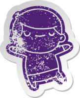 distressed old sticker of a kawaii cute boy png