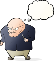 cartoon evil man with thought bubble png