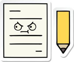 sticker of a cute cartoon test paper png