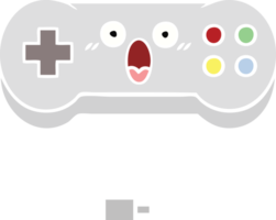 controlador de juego de dibujos animados retro de color plano png