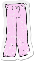 autocollant rétro en détresse d'un pantalon rose de dessin animé png