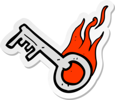 sticker of a cartoon flaming key png