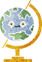 globo de desenho animado estilo ilustração retrô do mundo png