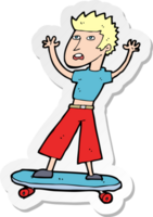 sticker van een cartoon-skaterjongen png