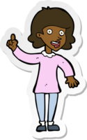 sticker of a cartoon woman with idea png