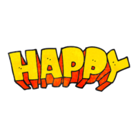 textured cartoon word happy png