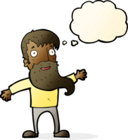 cartoon man with beard waving with thought bubble png