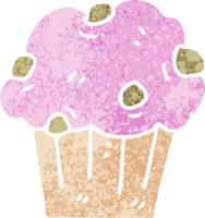 bolo de muffin de desenho animado estilo ilustração retrô peculiar png