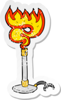 retro distressed sticker of a cartoon bunsen burner png